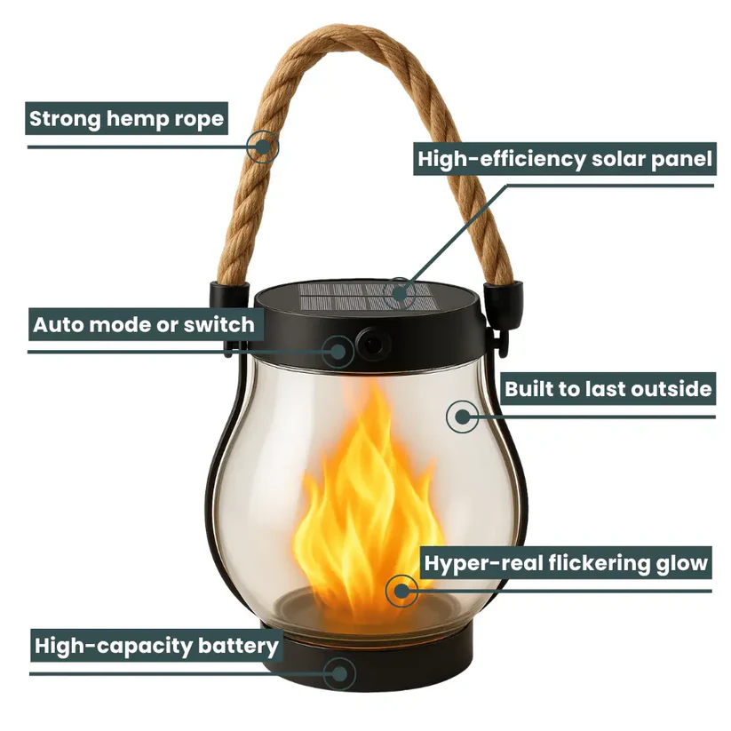 Dancing flame Solar Lantern Outdoor Lights