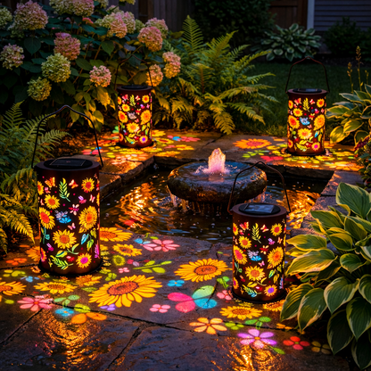 Colorful Sunflower Glow Solar Garden Lantern