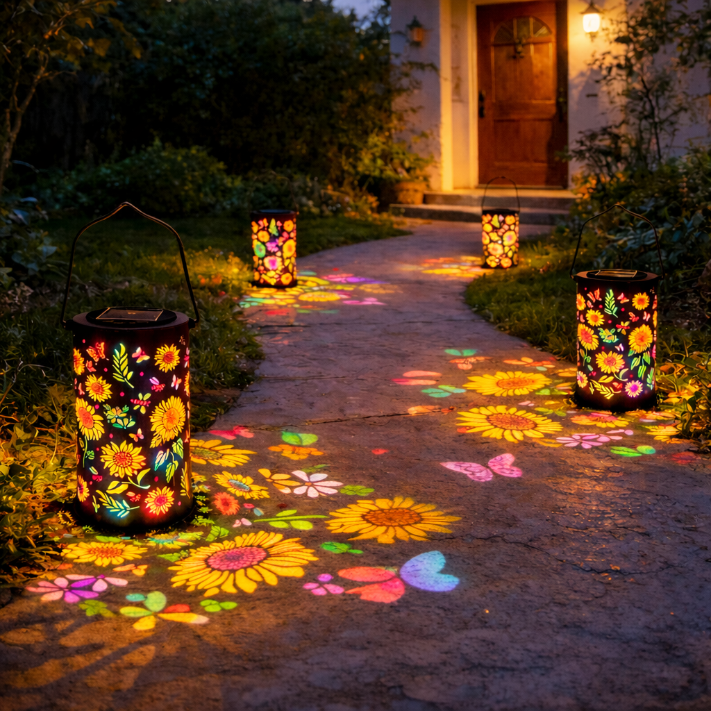 Colorful Sunflower Glow Solar Garden Lantern